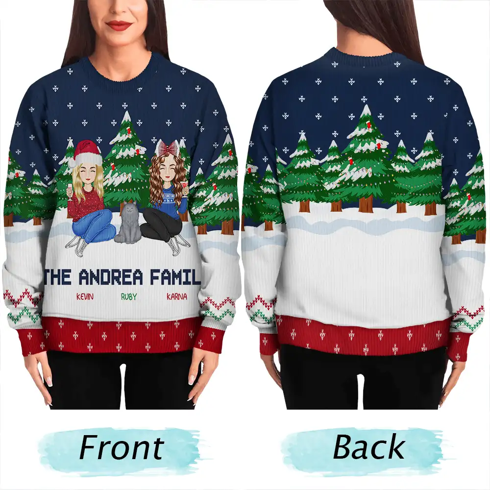 Christmas Pride Family In The Forest A Whole Lot Of Love - Personalized Unisex Ugly Sweater - Image 5