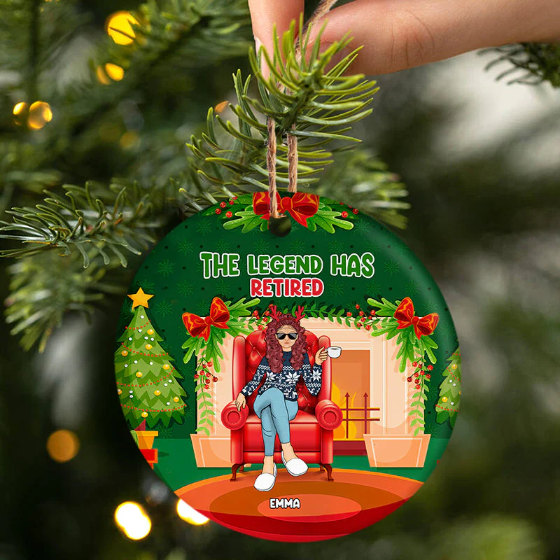 Christmas Retired 2022 Not My Problem - Personalized Custom Circle Ceramic Ornament - Image 2