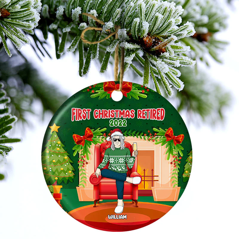 Christmas Retired 2022 Not My Problem - Personalized Custom Circle Ceramic Ornament - Image 3