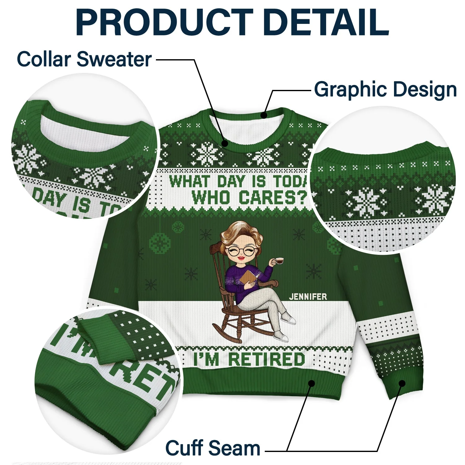 Christmas Retired What Day Is Today - Gift For Retiree - Personalized Unisex Ugly Sweater - Image 6