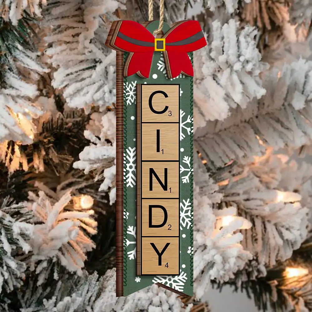 Christmas Scrabble Ornament Family Name Ornament - Personalized 2-Layered Wooden Ornament - Image 3