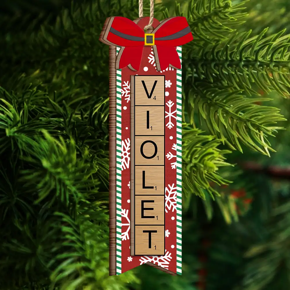 Christmas Scrabble Ornament Family Name Ornament - Personalized 2-Layered Wooden Ornament - Image 4