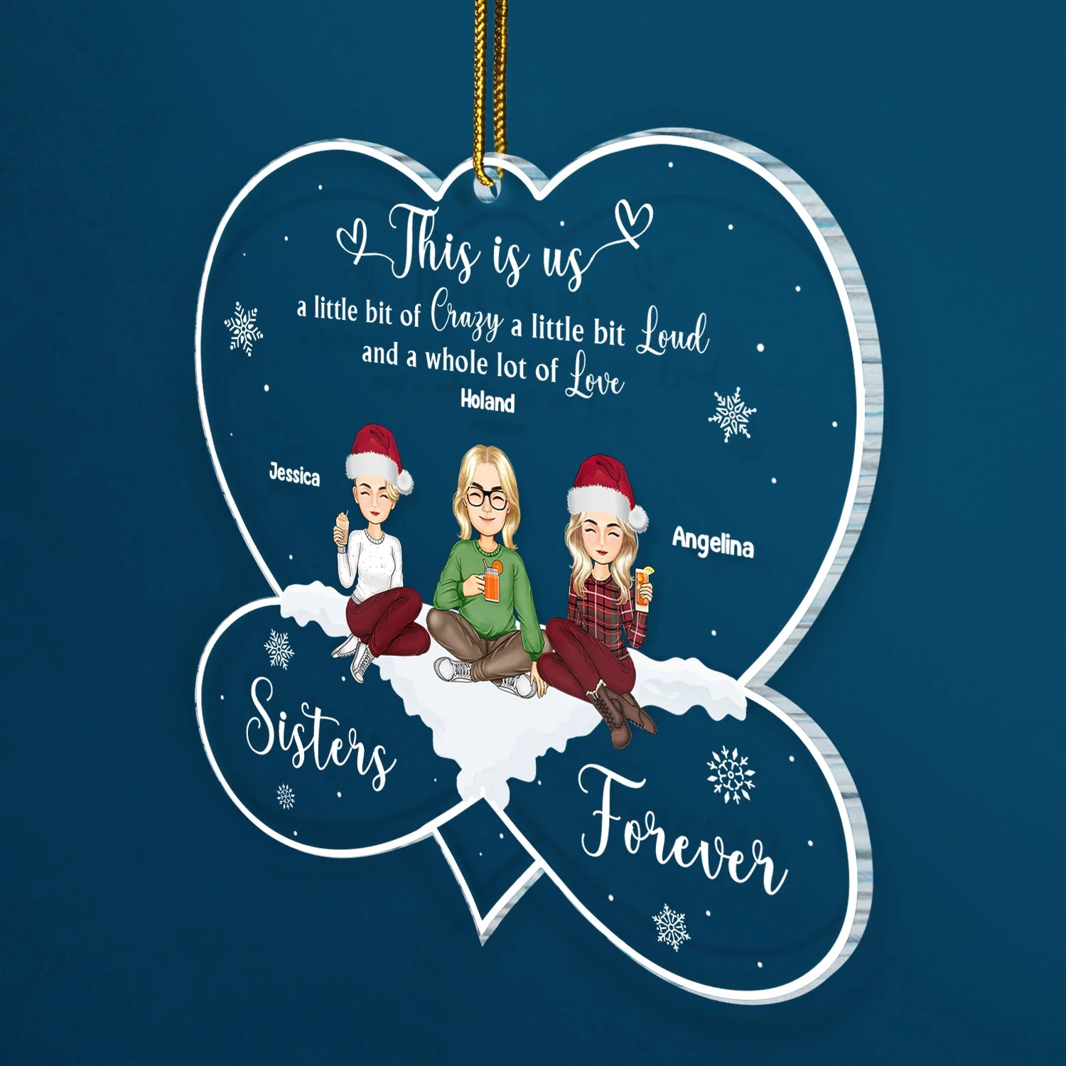 Christmas Sibling Cartoon This Is Us A Little Bit Of Crazy - Gift For Siblings - Personalized Custom Shaped Acrylic Ornament - Image 2