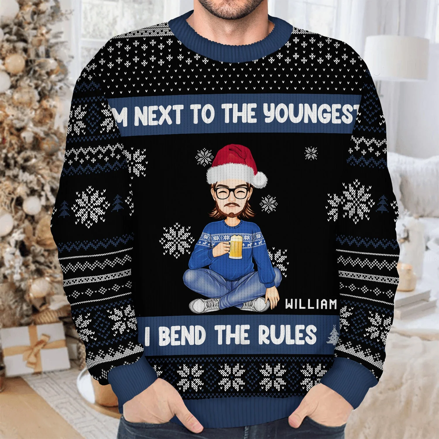 Christmas Siblings I Make The Rules - Gift For Siblings - Personalized Unisex Ugly Sweater - Image 4