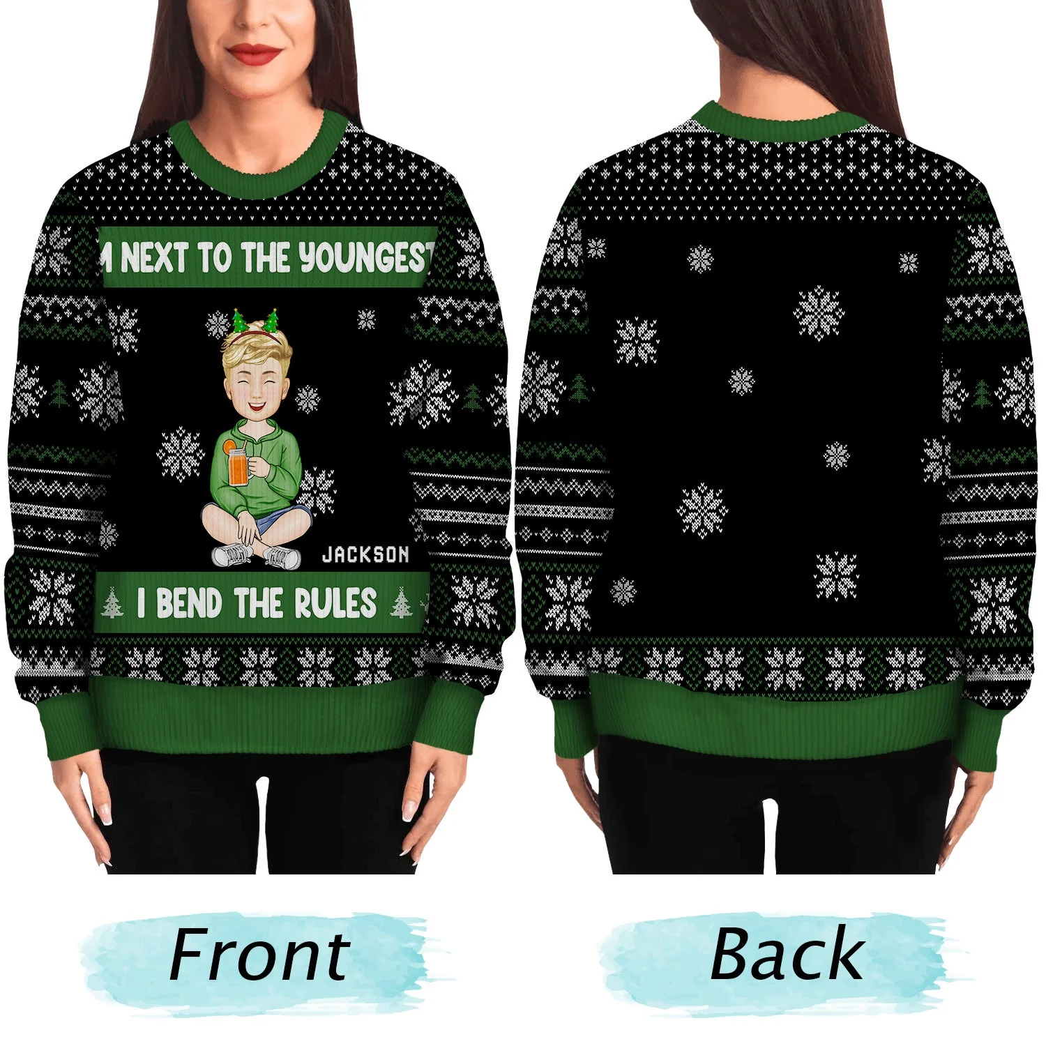 Christmas Siblings I Make The Rules - Gift For Siblings - Personalized Unisex Ugly Sweater - Image 5