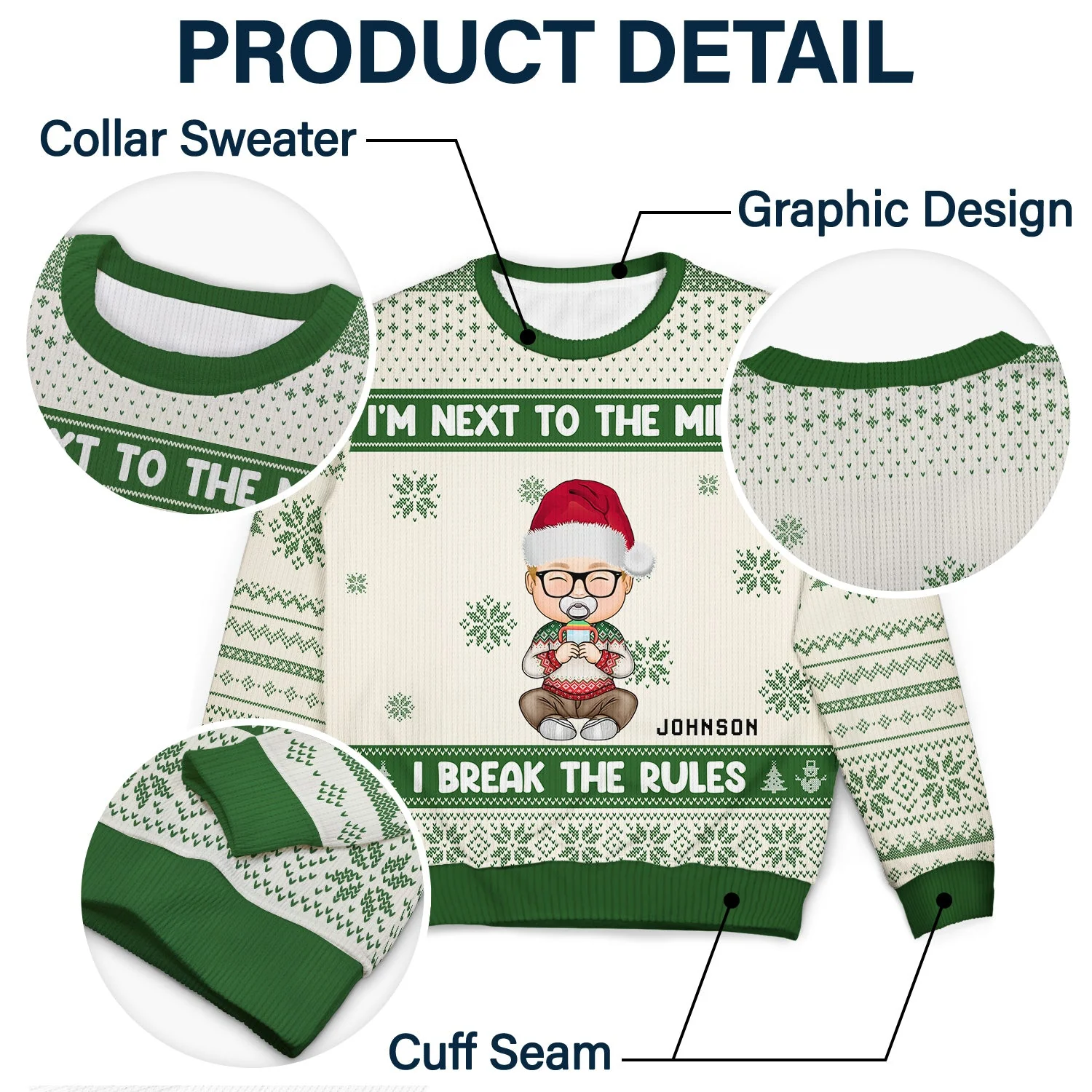 Christmas Siblings I Make The Rules - Gift For Siblings - Personalized Unisex Ugly Sweater - Image 6
