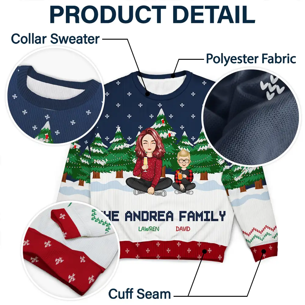 Christmas Single Parent Family In The Forest A Whole Lot Of Love - Personalized Unisex Ugly Sweater - Image 6