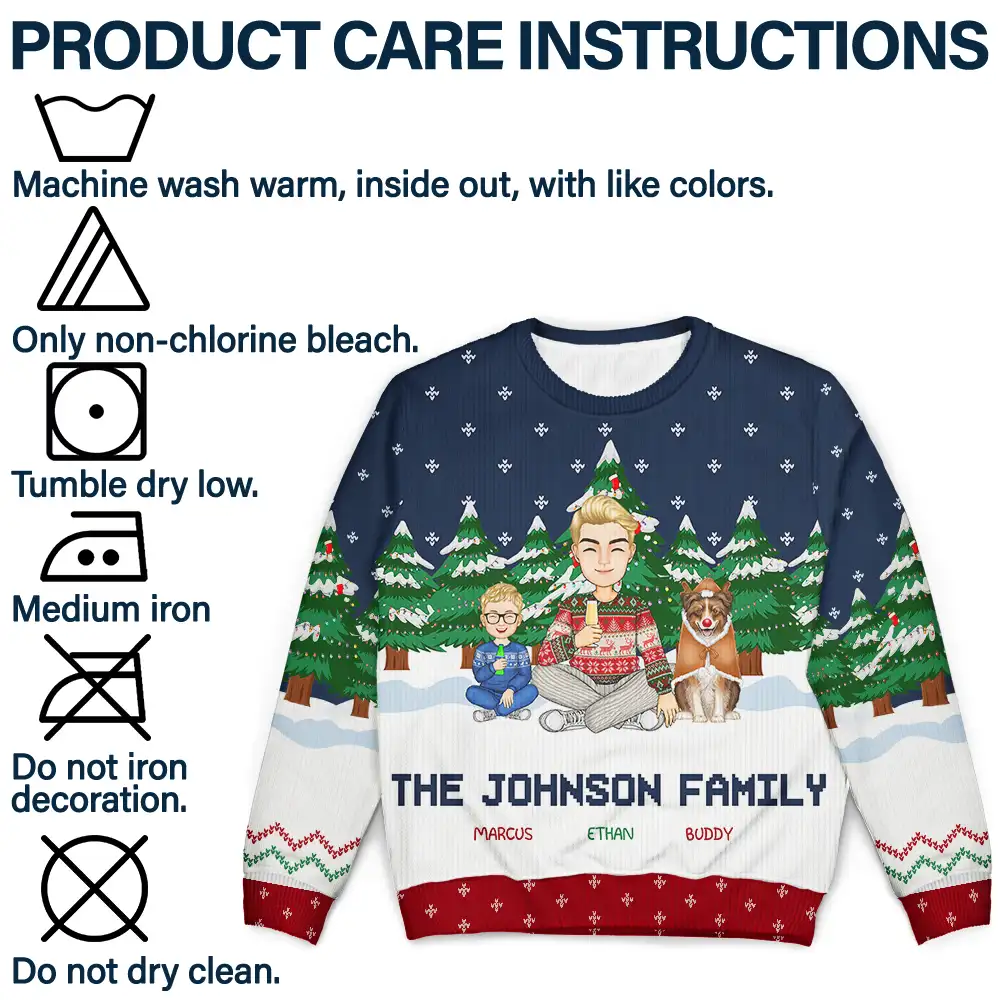 Christmas Single Parent Family In The Forest A Whole Lot Of Love - Personalized Unisex Ugly Sweater - Image 7