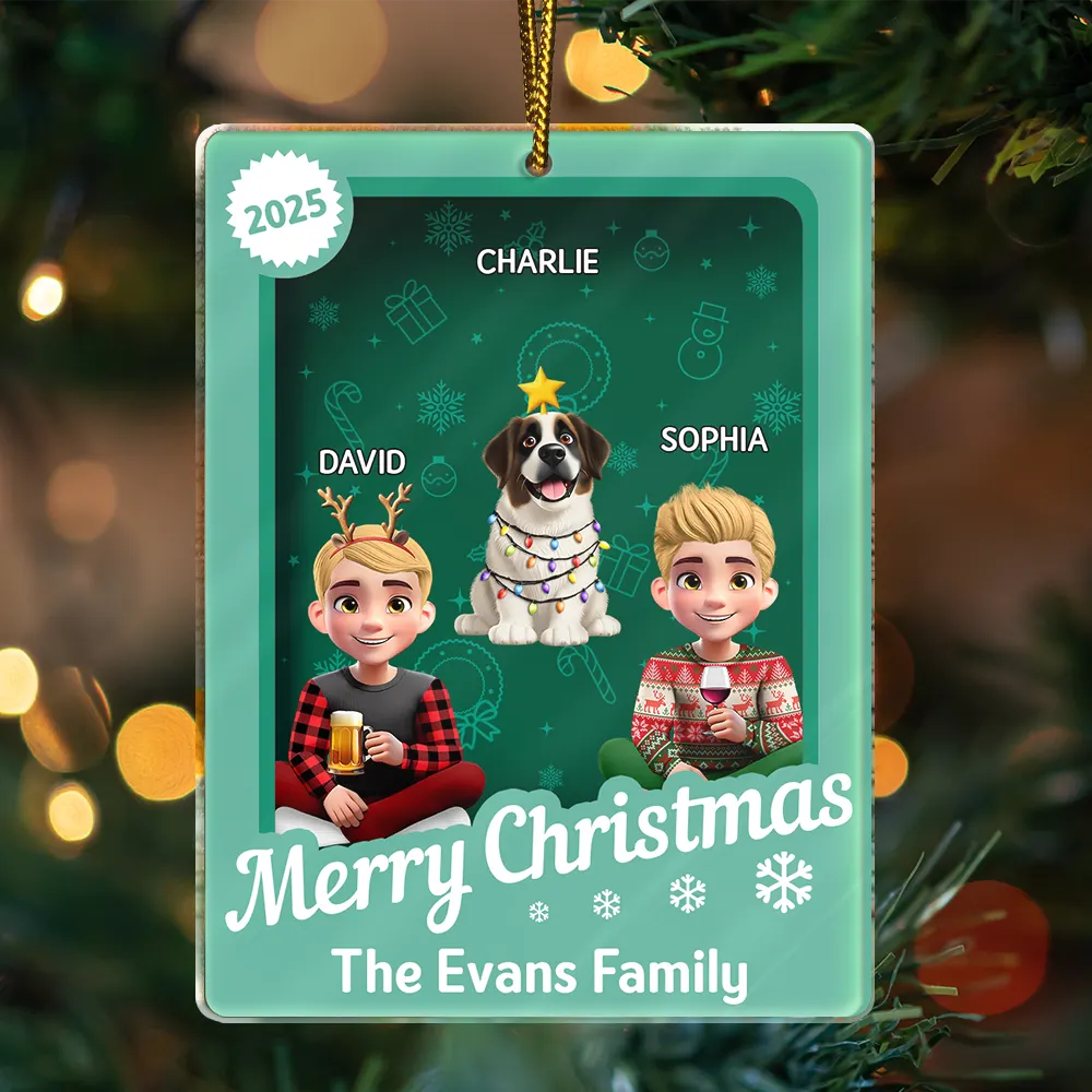 Christmas Sitting Family Toy Box - Personalized Custom Shaped Acrylic Ornament - Image 3