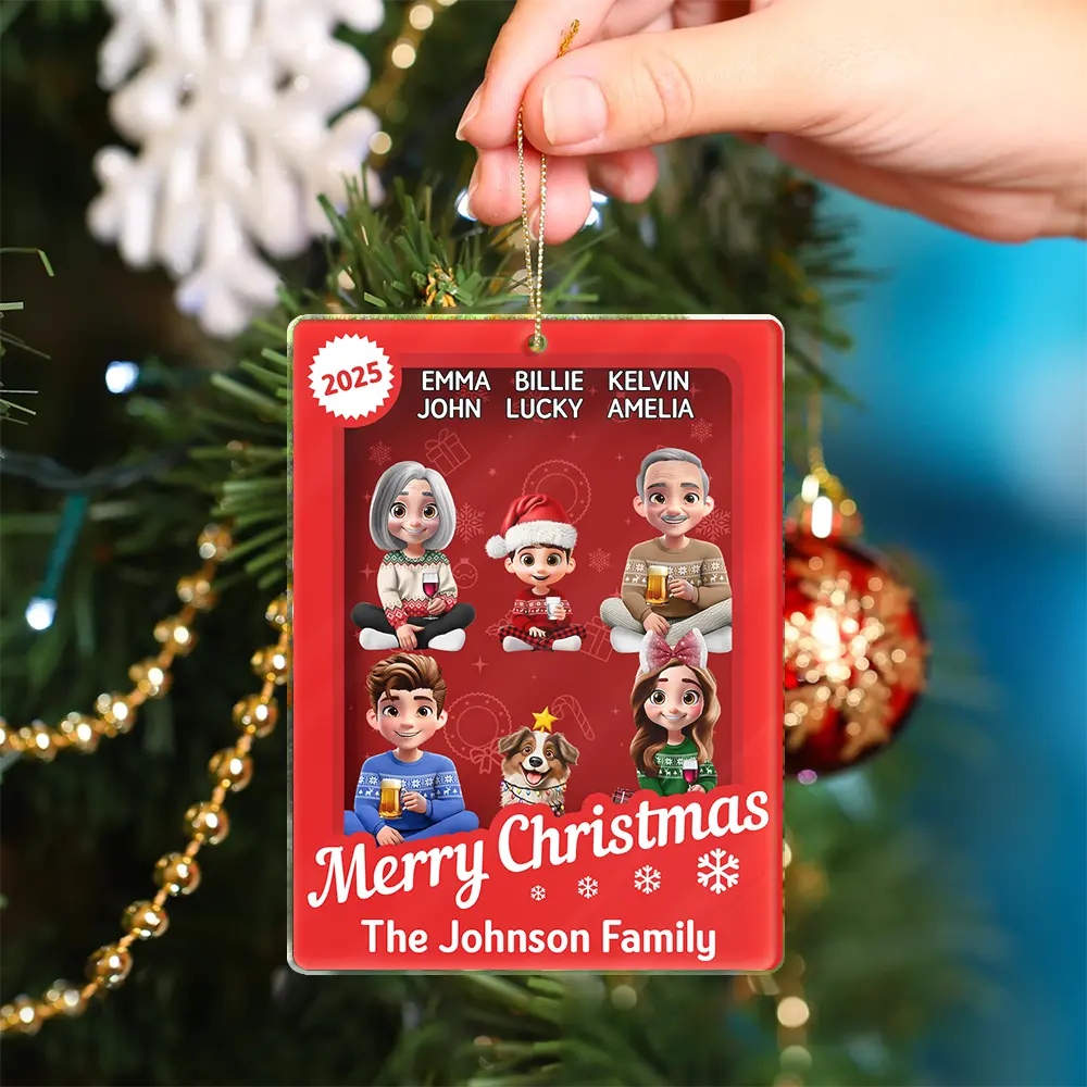 Christmas Sitting Family Toy Box - Personalized Custom Shaped Acrylic Ornament - Image 4