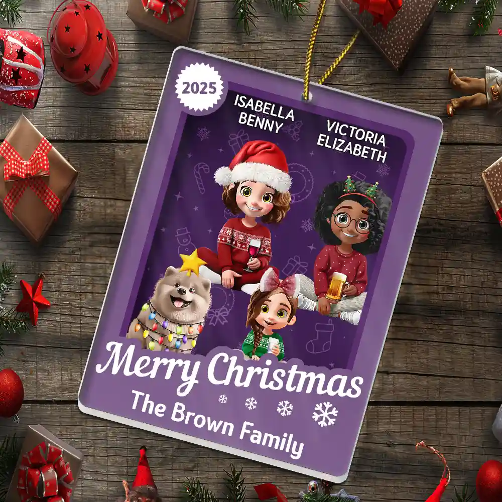 Christmas Sitting Family Toy Box - Personalized Custom Shaped Acrylic Ornament - Image 5