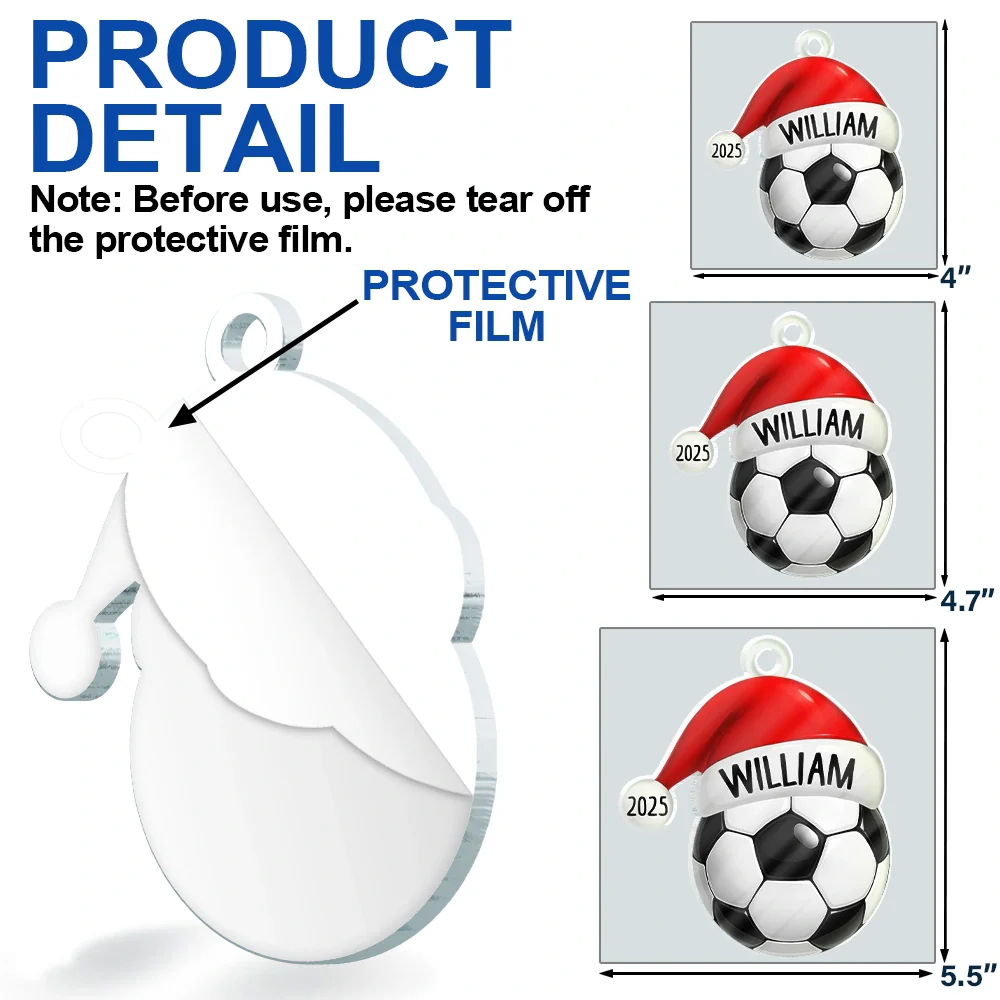 Christmas Sports Decorations - Personalized Custom Shaped Acrylic Ornament - Image 6