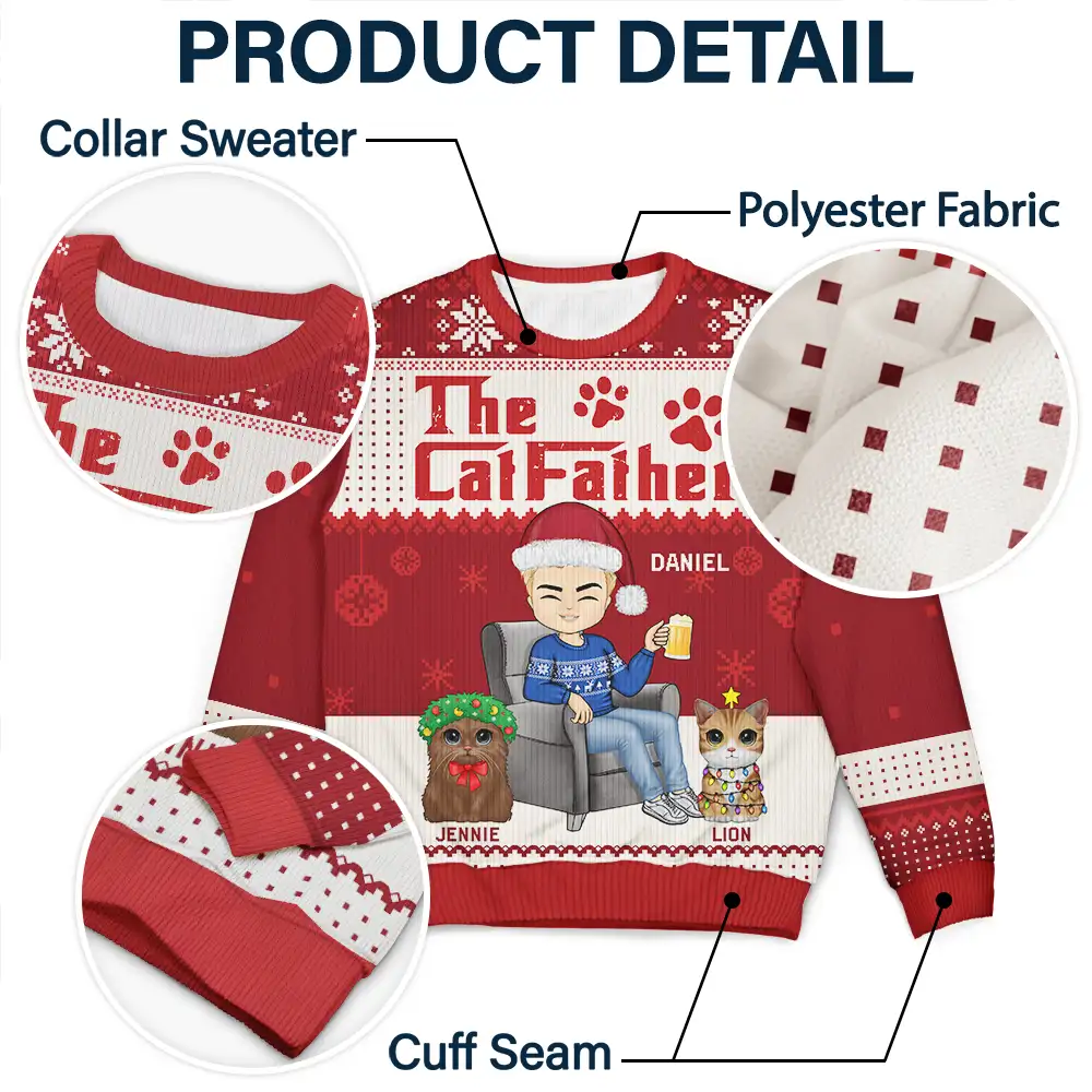 Christmas The Catmother Cat Lovers - Personalized Unisex Ugly Sweater - Image 6