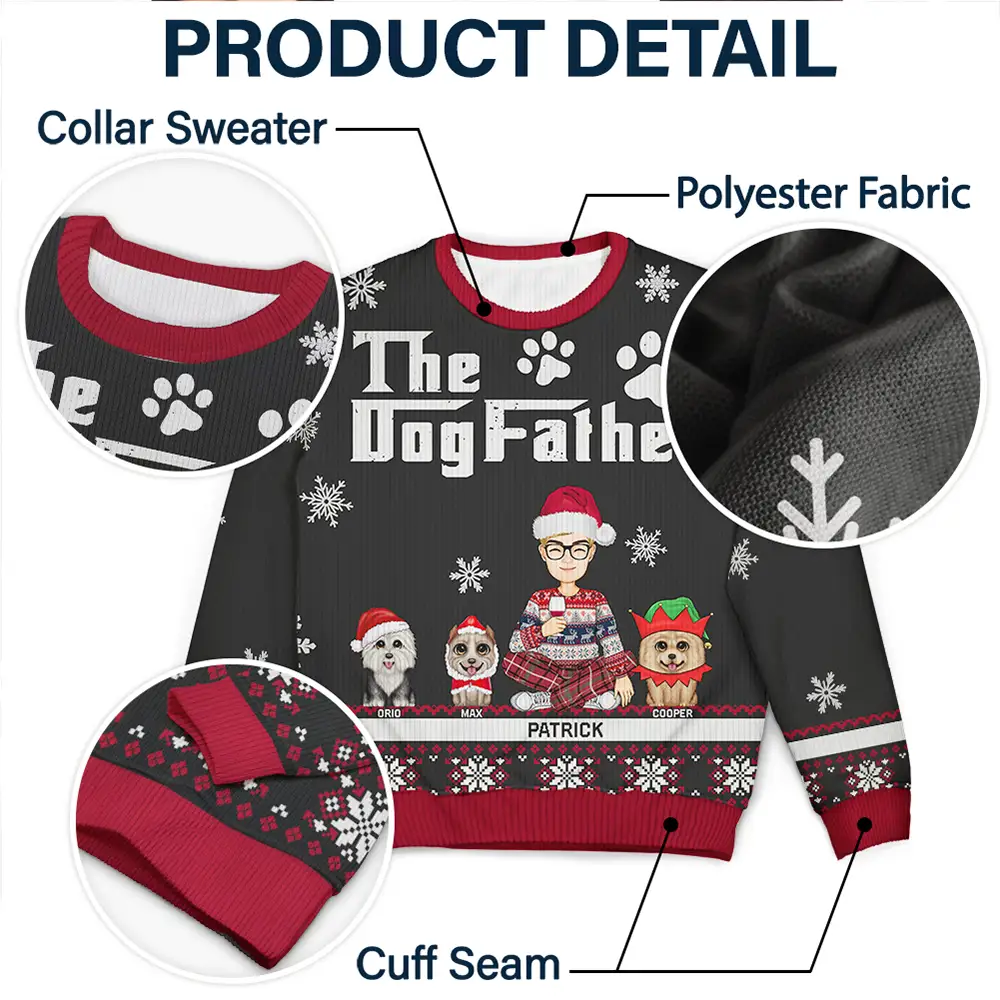 Christmas The Dogmother The Dogfather - Personalized Unisex Ugly Sweater - Image 6