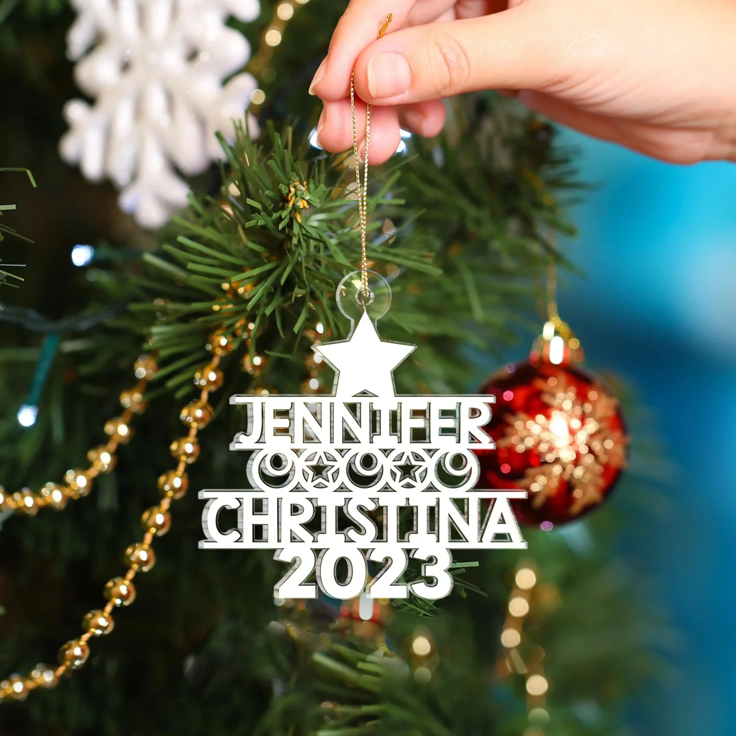 Christmas Tree Family Bestie Coworker Custom Name - Gift For Family, Coworker, Besties - Personalized Cutout Acrylic Ornament - Image 4