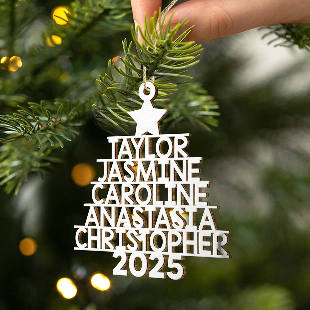 Christmas Tree Family Bestie Coworker Custom Name - Gift For Family, Coworker, Besties - Personalized Wooden Cutout Ornament - Image 3
