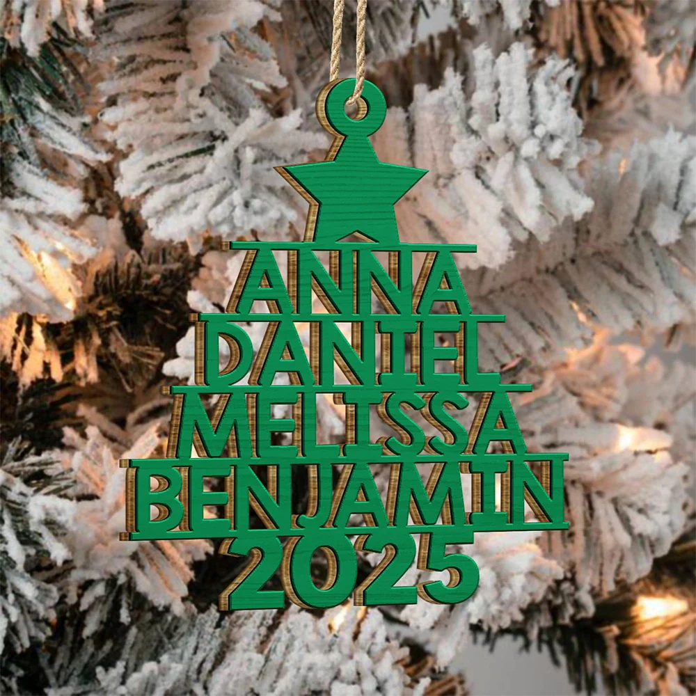 Christmas Tree Family Bestie Coworker Custom Name - Gift For Family, Coworker, Besties - Personalized Wooden Cutout Ornament - Image 4