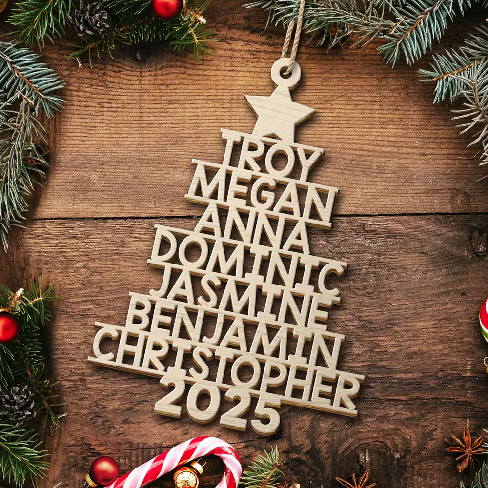 Christmas Tree Family Bestie Coworker Custom Name - Gift For Family, Coworker, Besties - Personalized Wooden Cutout Ornament - Image 5