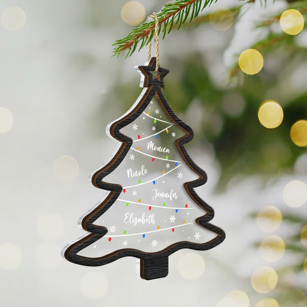 Christmas Tree Family Bestie Coworker Custom Name - Personalized 2-Layered Mix Ornament - Image 2