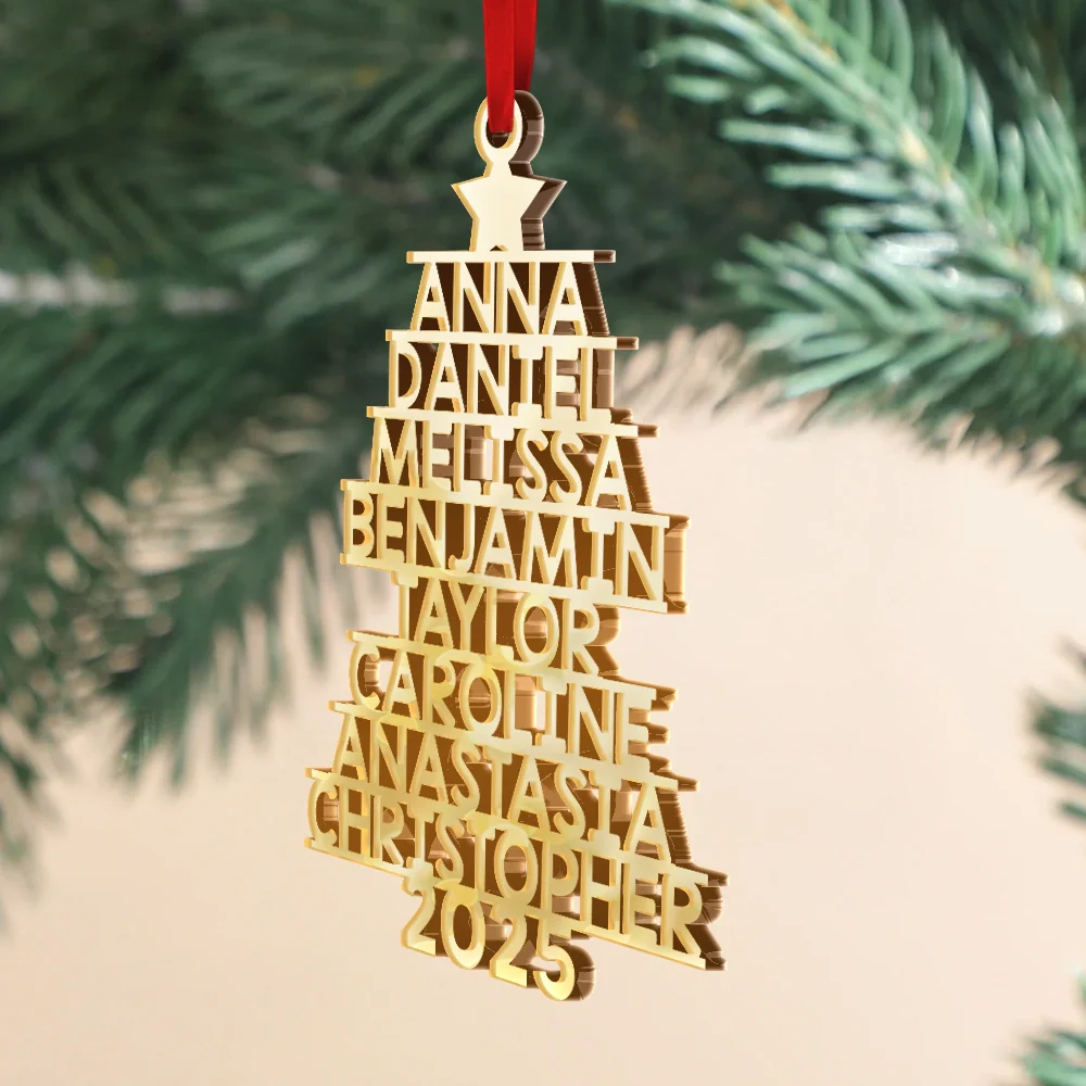 Christmas Tree Family Bestie Coworker Custom Name - Personalized DIY Mirror Acrylic Ornament - Image 2