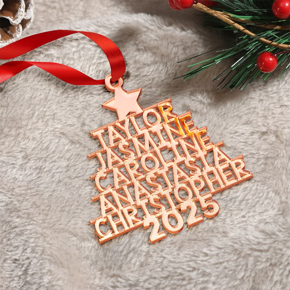 Christmas Tree Family Bestie Coworker Custom Name - Personalized DIY Mirror Acrylic Ornament - Image 3