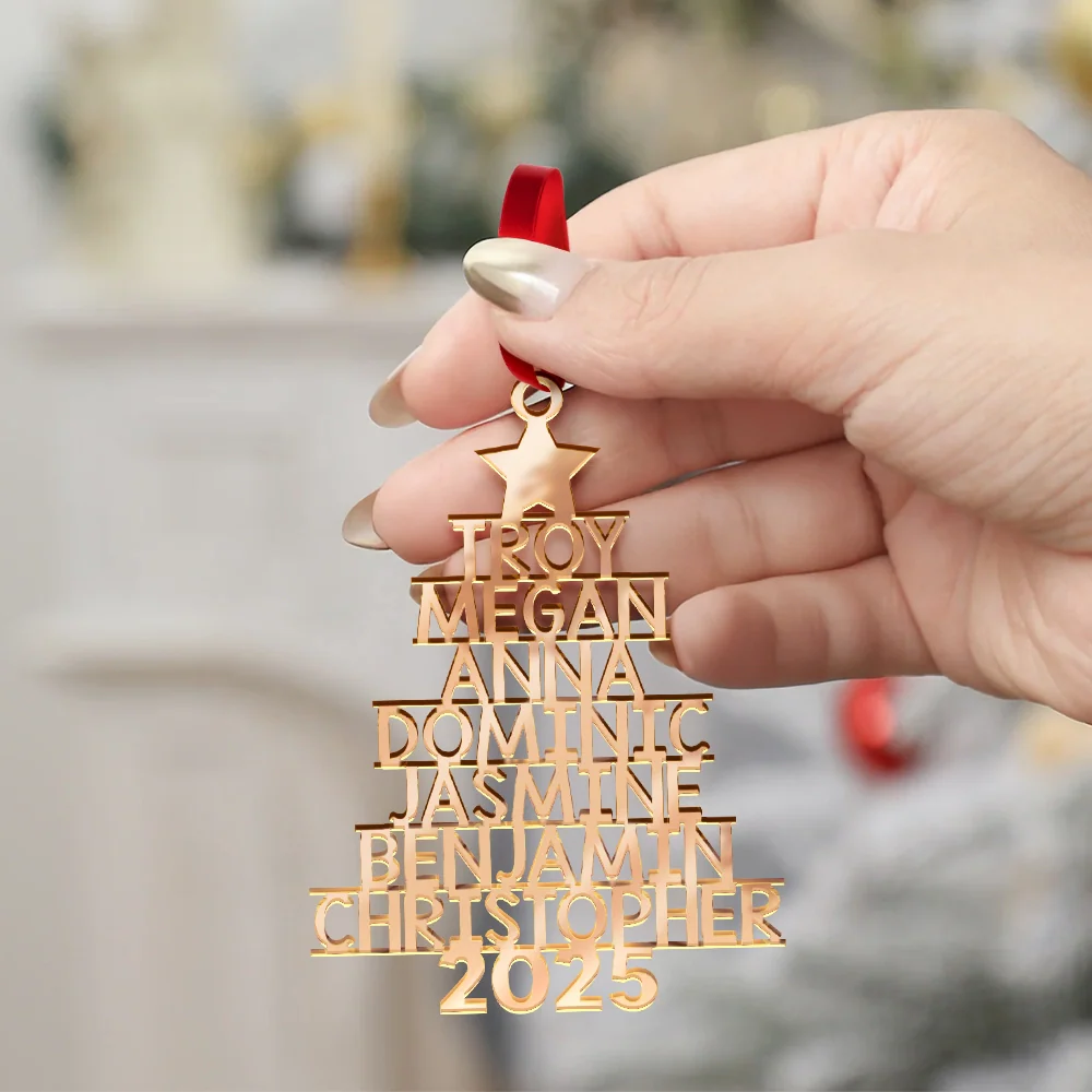 Christmas Tree Family Bestie Coworker Custom Name - Personalized DIY Mirror Acrylic Ornament - Image 4