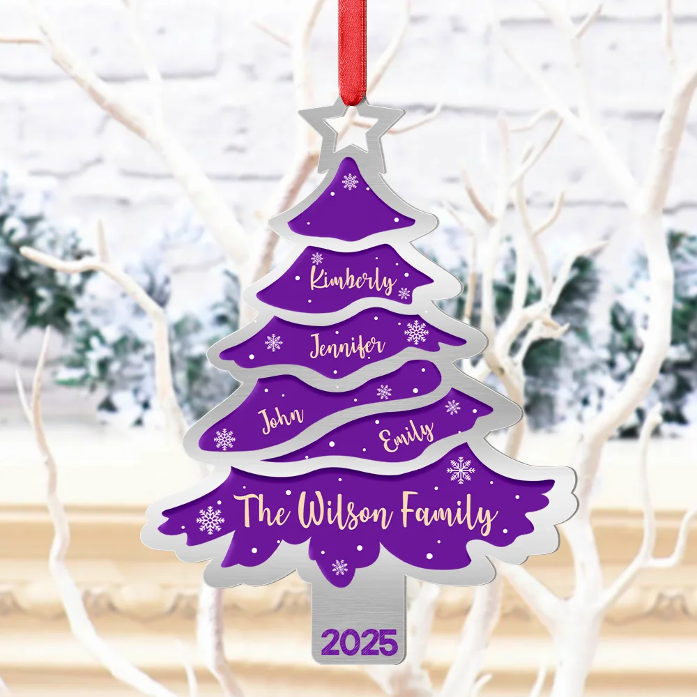 Christmas Tree Family Bestie Custom Names Version 3 - Personalized Metal Ornament - Image 4