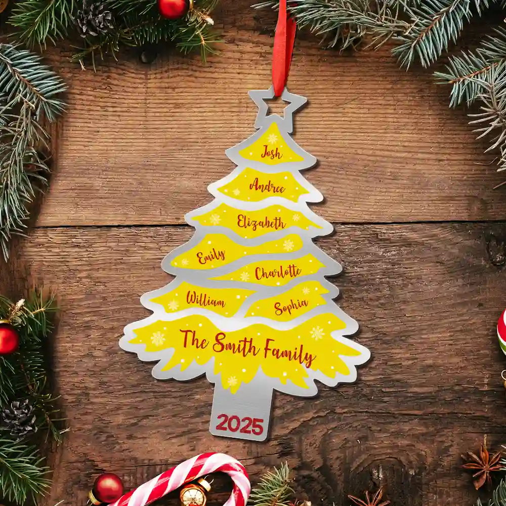 Christmas Tree Family Bestie Custom Names Version 3 - Personalized Metal Ornament - Image 5