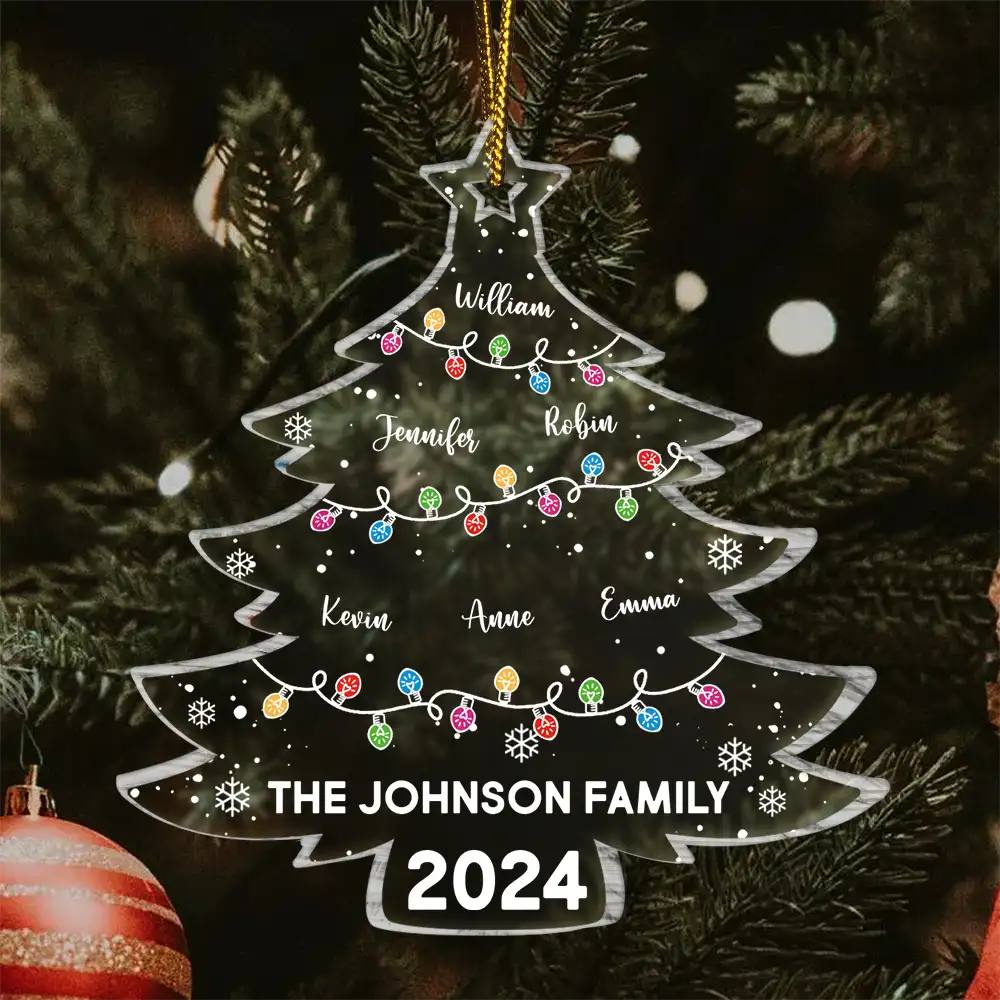 Christmas Tree Family - Personalized Custom Shaped Acrylic Ornament - Image 2