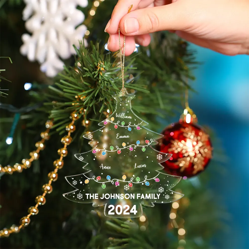 Christmas Tree Family - Personalized Custom Shaped Acrylic Ornament - Image 4