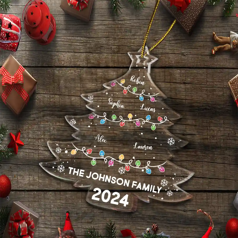 Christmas Tree Family - Personalized Custom Shaped Acrylic Ornament - Image 5