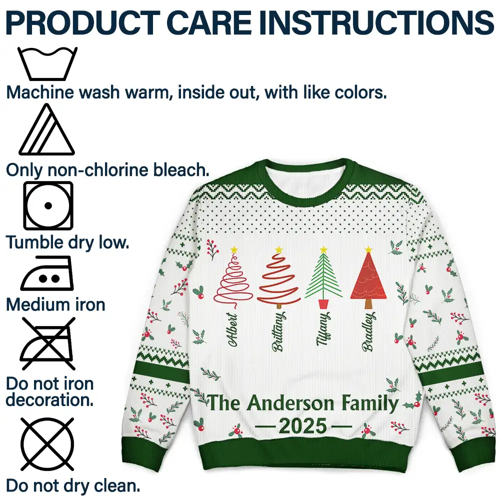 Christmas Tree Family - Personalized Unisex Ugly Sweater - Image 7