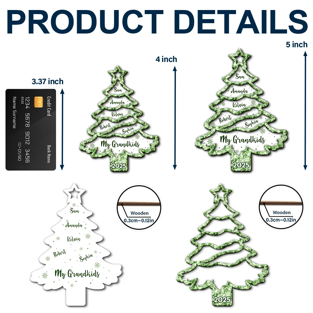 Christmas Tree Family Sibling Bestie Toile - Personalized 2-Layered Wooden Ornament - Image 5