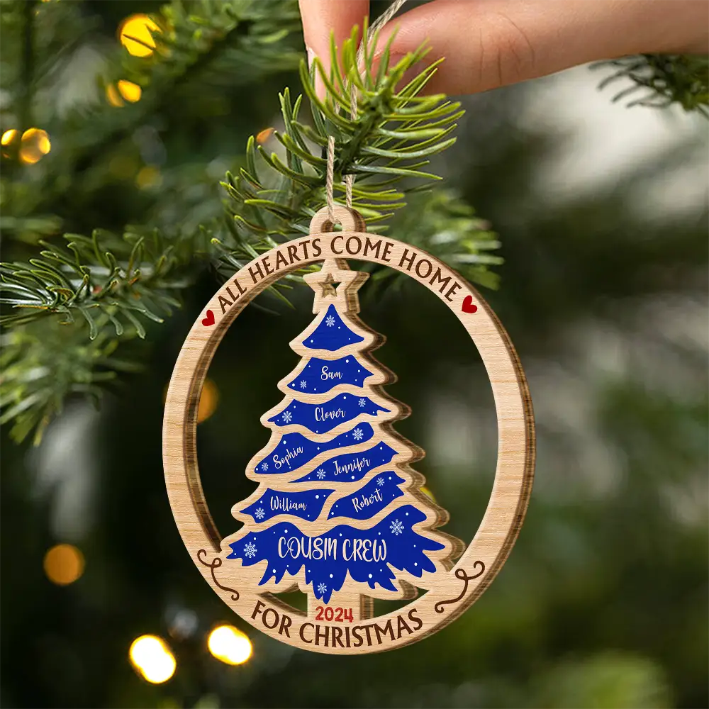 Christmas Tree Family Where Life Begins And Love Never Ends - Personalized Custom Shaped Wooden Ornament - Image 2
