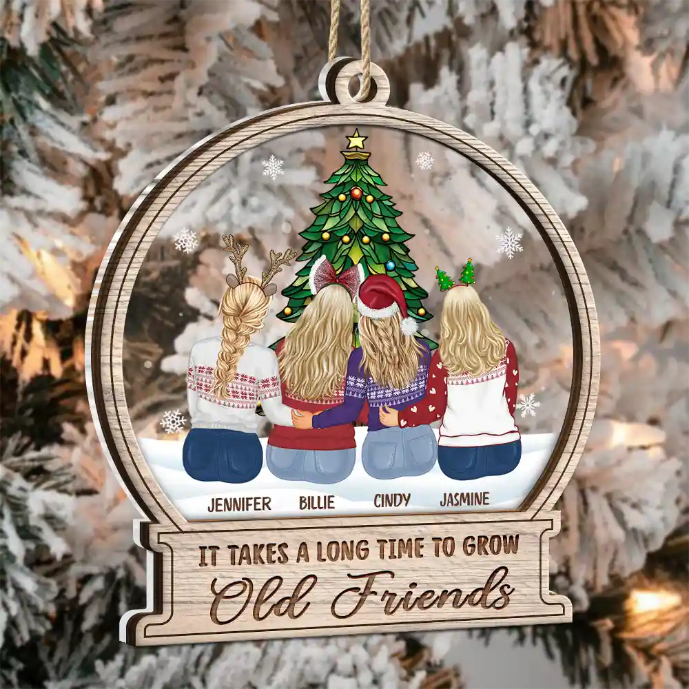 Christmas Tree Grow Old Friends - Personalized 2-Layered Mix Ornament - Image 3