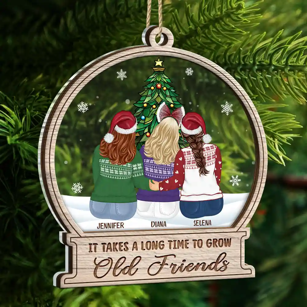 Christmas Tree Grow Old Friends - Personalized 2-Layered Mix Ornament - Image 5