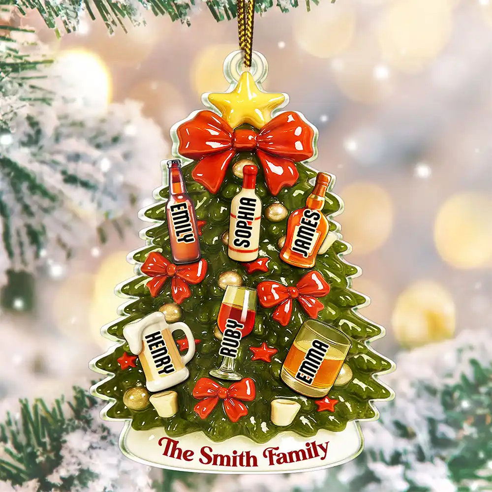 Christmas Tree Hanging Chilling - Personalized Custom Shaped Acrylic Ornament