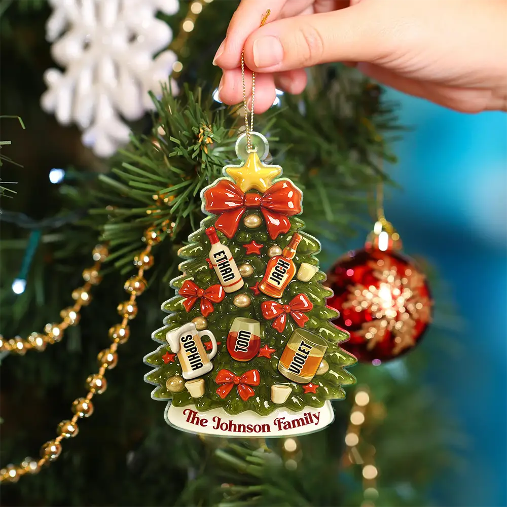 Christmas Tree Hanging Chilling - Personalized Custom Shaped Acrylic Ornament - Image 4
