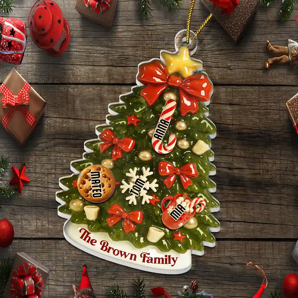Christmas Tree Hanging Chilling - Personalized Custom Shaped Acrylic Ornament - Image 5