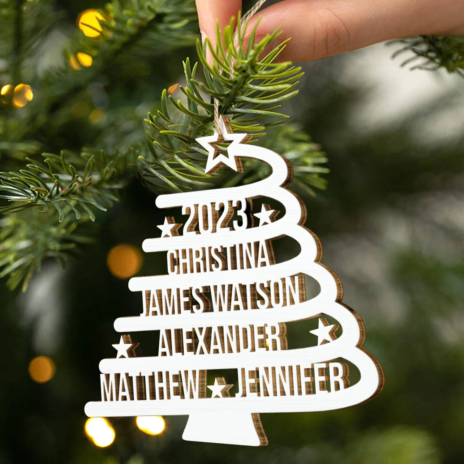 Christmas Tree With Names - Christmas Gift For Family - Personalized Wooden Cutout Ornament - Image 2