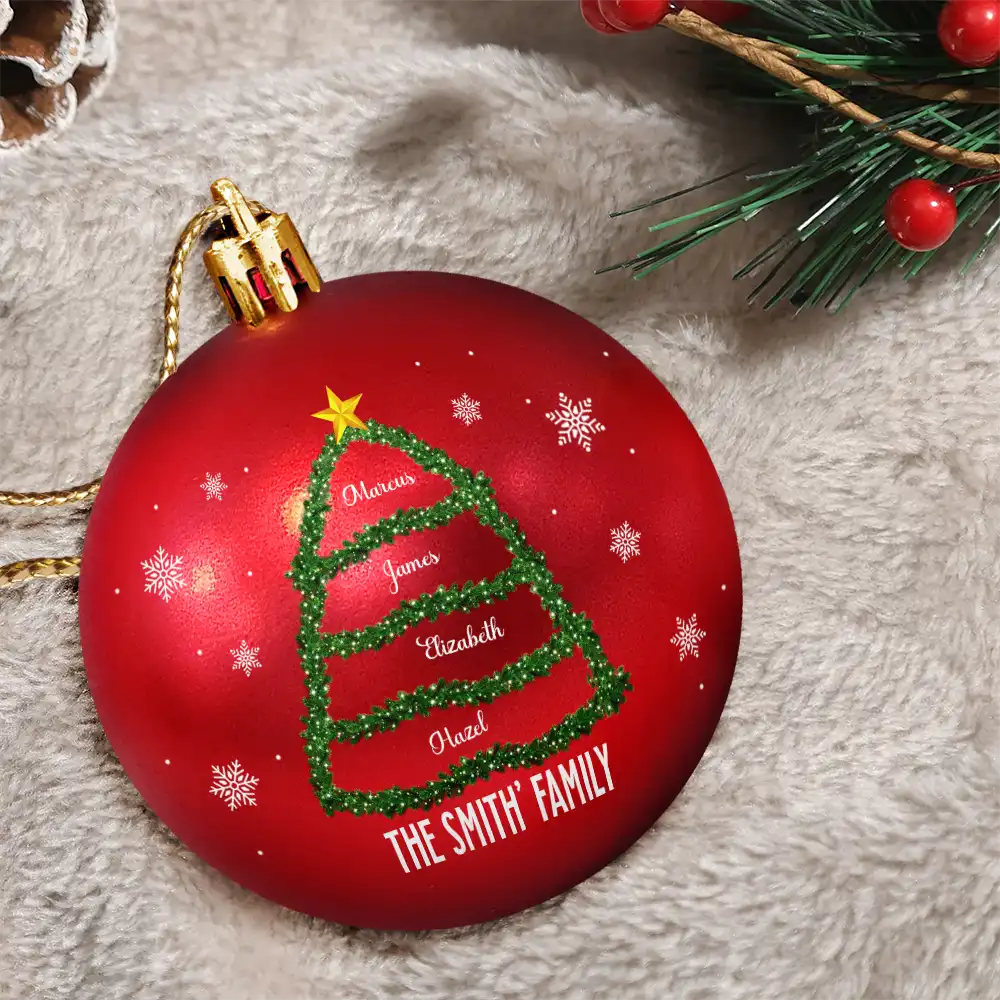 Christmas Tree With Names - Personalized Ball Ornament - Image 3