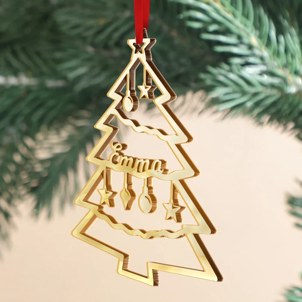 Christmas Tree With Names - Personalized DIY Mirror Acrylic Ornament - Image 2