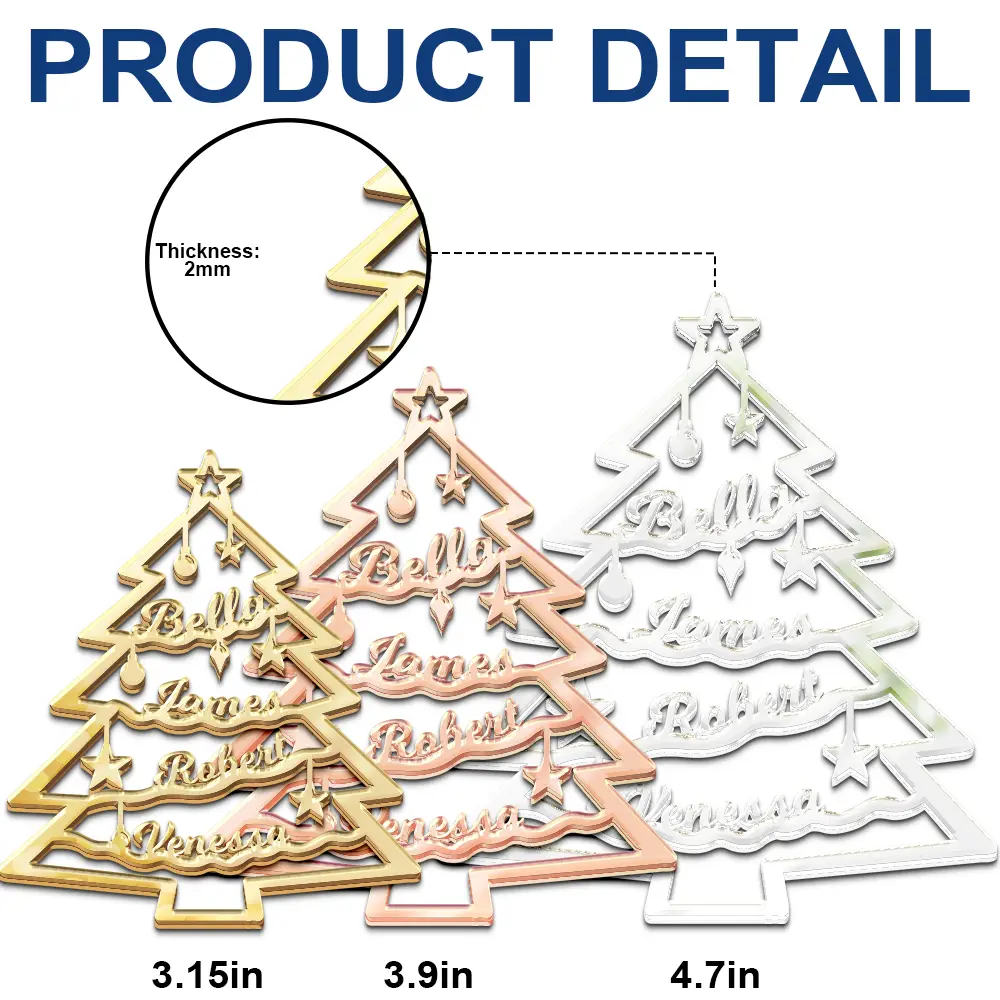 Christmas Tree With Names - Personalized DIY Mirror Acrylic Ornament - Image 5