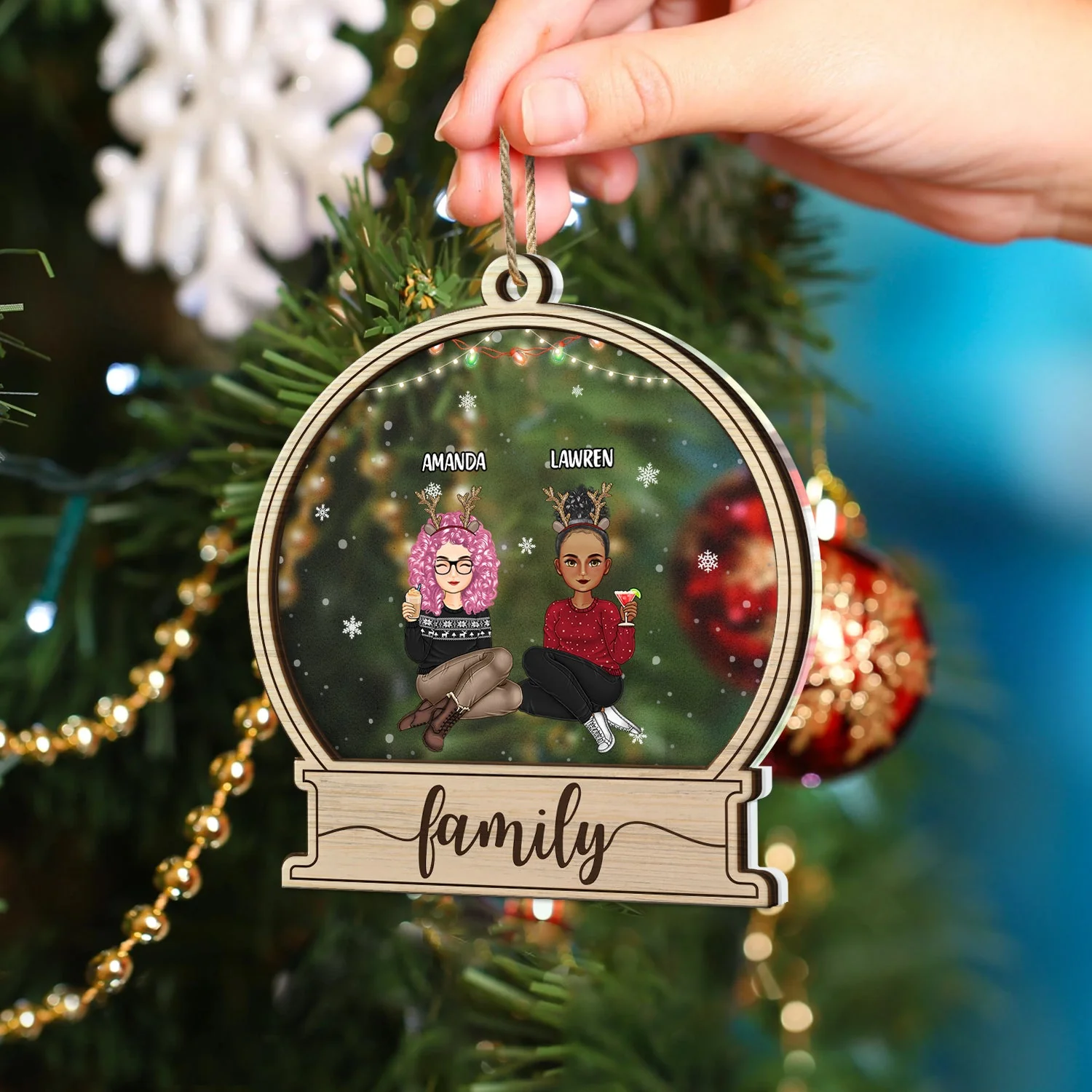 Christmas We Are Family - Gift For Family - Personalized 2-Layered Mix Ornament - Image 4