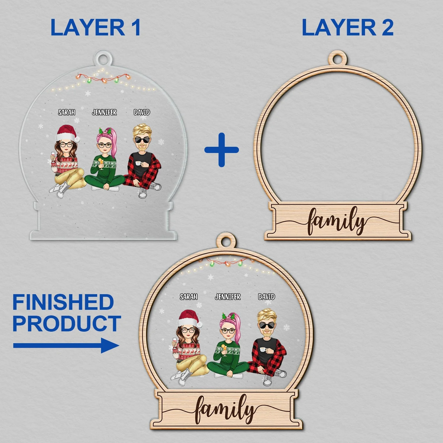 Christmas We Are Family - Gift For Family - Personalized 2-Layered Mix Ornament - Image 6