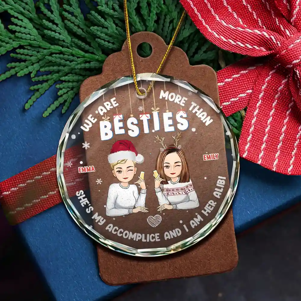 Christmas We Are More Than Bestie - Personalized Circle Glass Ornament - Image 5