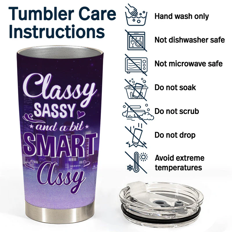 Classy A Bit Smart - Gift For Sisters, Siblings - Personalized Custom Tumbler - Image 5
