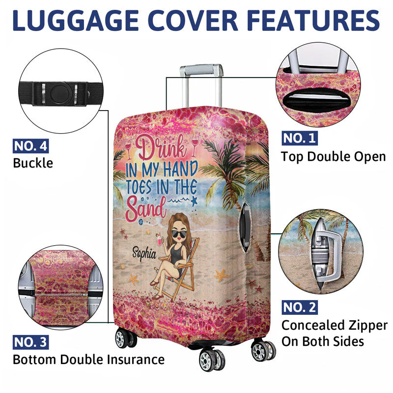 Classy Ladies Here's To Another Year Of Bonding Over Alcohol Beach Traveling Best Friends - Bestie BFF Gift - Personalized Custom Luggage Cover - Image 4