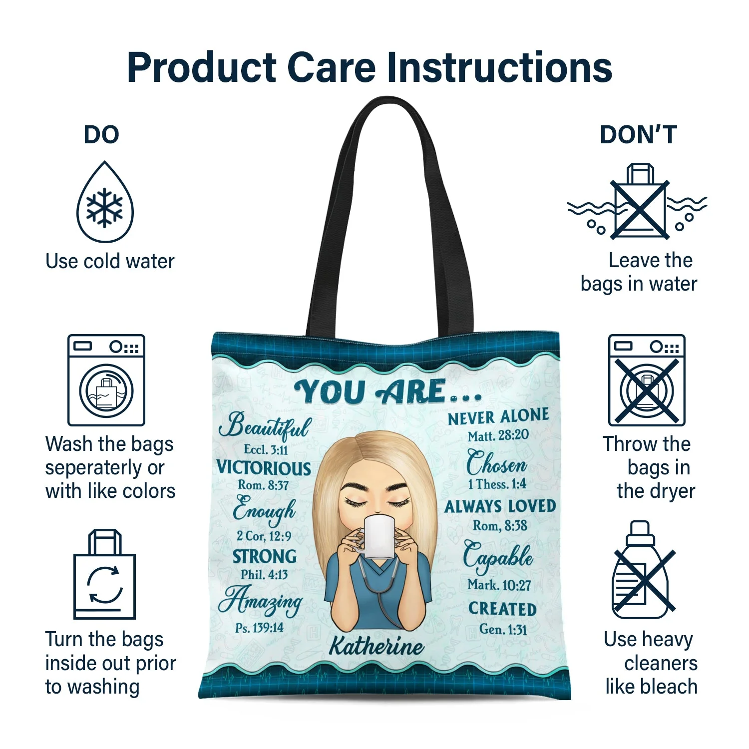 Coffee, Scrubs And Rubber Gloves - Gift For Nurse - Personalized Custom Zippered Canvas Bag - Image 6