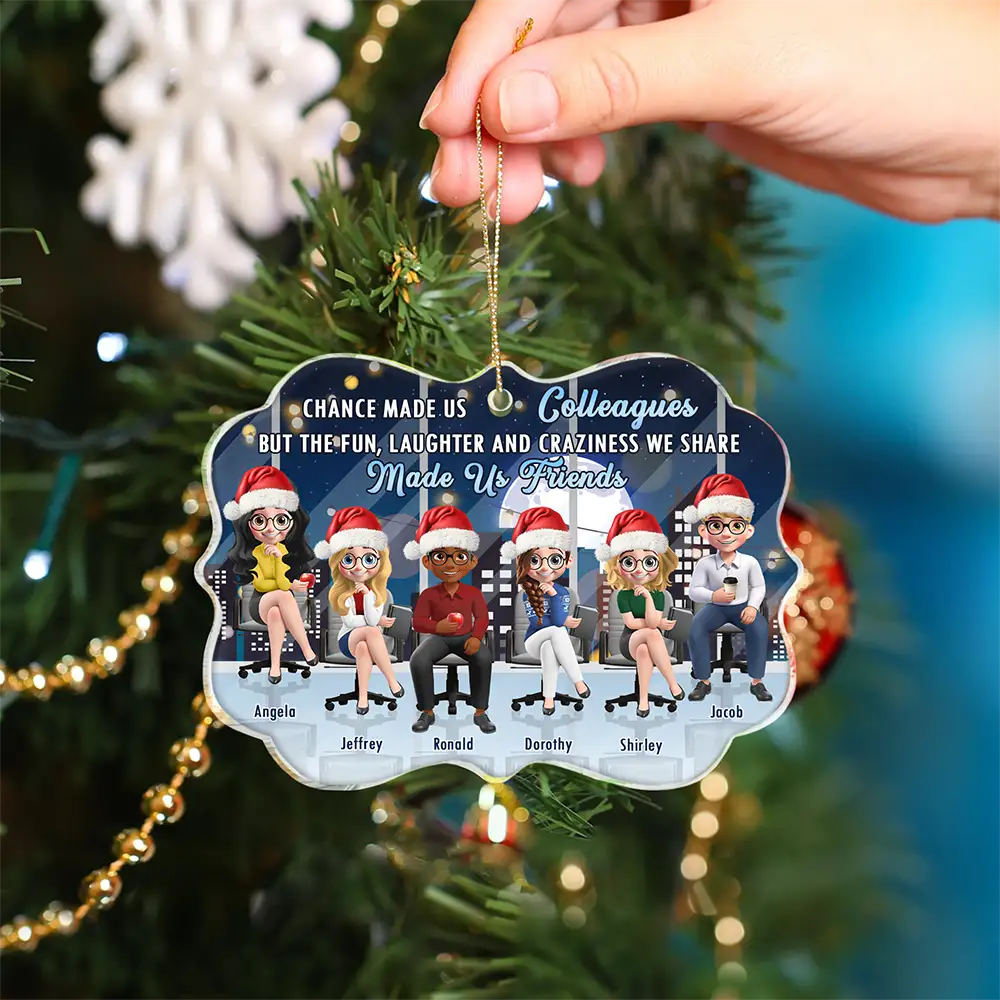 Colleagues But The Craziness We Share Made Us Friends - Personalized Medallion Acrylic Ornament - Image 4